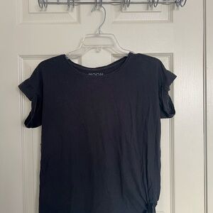 Rocks Black Tie Front Cap Sleeve T-Shirt